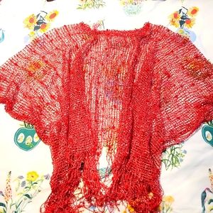 Red beaded shawl cover up